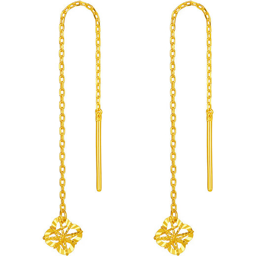 Saturday Fu Hollow Four-leaf Clover Gold Earrings Women's Gold New Year's Birthday Gift Price A0913529 One Pair Approximately 0.85g