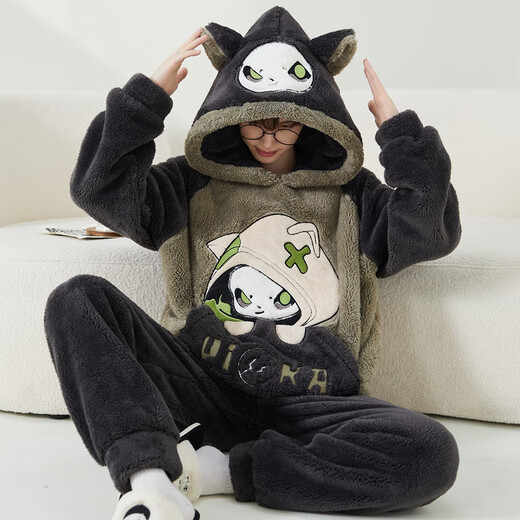Gtyuwvg automne et pyjamas d'hiver Men de dessin animé adolescent épaissi des hommes à capuche en velours corallien plus grande taille de vêtements maison ensemble bleu clair S9902 lapin m petite taille 80100jin [Jin est égal à 0,5 kg]