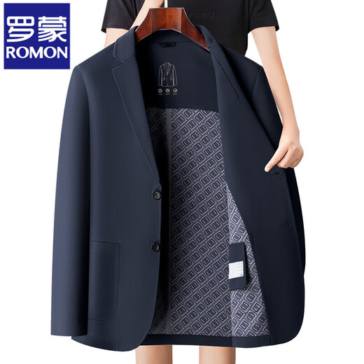 Romon High-End Traaceless Casual Anzug Herren Spring- und Herbstanzug Jacke Slim Business Elastic Middy Daddy Anzug Y12397 Navy 3xl 190 [geeignet für 165-180jin [Jin ist gleich 0,5 kg]]