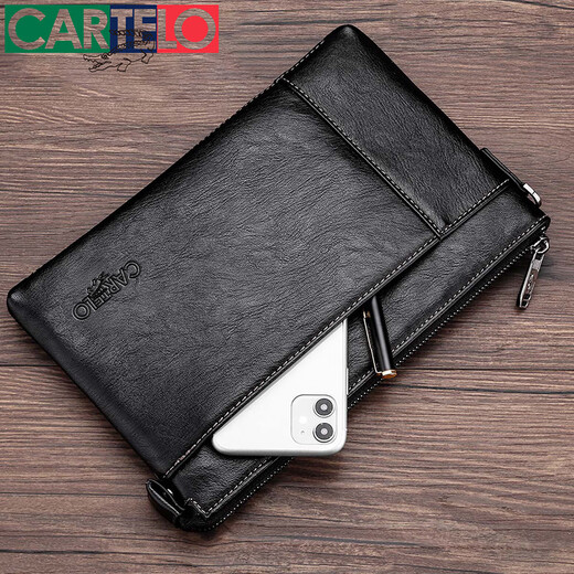 Kadile Crocodile Men's Cuff Soft Envelope Bag Hand Grab Large Capacity Clutch Men's Black Gift for Husband Father's Day Gift