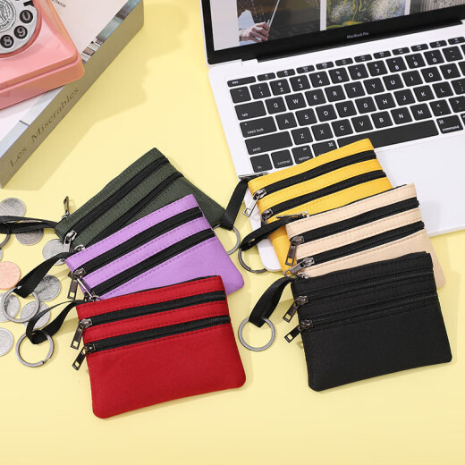 Jiemo Coin Wallet Women Leinwand Handhält kleiner Beutel Student Kurzmini kleiner Geldbeutel Kartenbeutel Herren Reißverschluss Key Coin -Tasche Schwarz