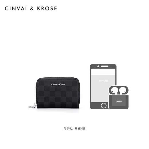 CinvaiKrose official website small c/k cowhide card bag for men's new coin wallet storage card ID card card clip 520 birthday gift CK card bag - black [Practical for my husband and boyfriend] 12 pieces