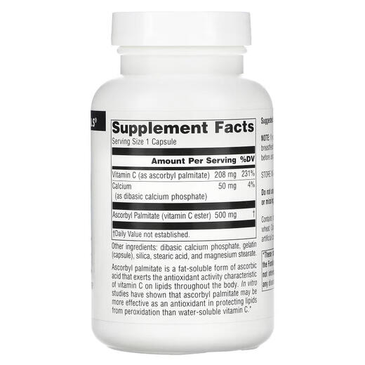 Fuente Naturals Ascorbyl palmitate Cápsulas, 500 mg, 90 cápsulas 90 unidades 15882