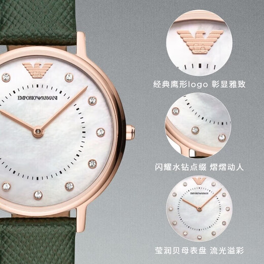 安普里奥·阿玛尼（Emporio Armani）阿玛尼手表女士皮带钢带简约复古满天星欧美腕表同价618送女友 百元女表AR11150