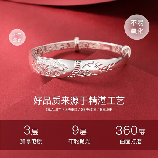 Zhen Shangyin [Chinese Gold Authorization] Foot Silver Bracelet Women's Silver Bracelet Anniversary Birthday Gift for Mom Girlfriend Wife [Ivy Evergreen] Foot Silver Bracelet [Chinese Gold] Genuine Guarantee