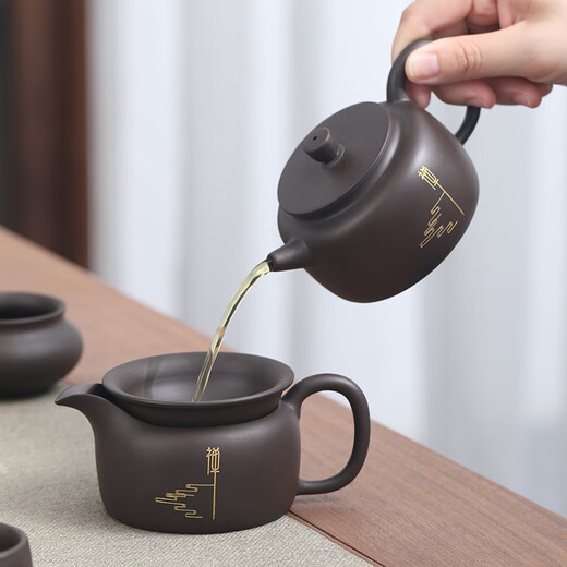 Langting Yafang purple sand tea set complete set of household kung fu teapot teacup tea ceremony tea boat tea set high-end gift box Zen Tao purple sand tea set gift box set