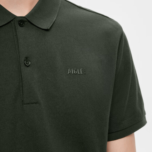 AIGLE艾高春夏款男士COOLMAX凉感DFT速干排汗户外短袖POLOT恤 绿藻色 AJ694 M (175/92A)