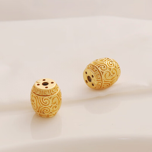 Fat Donglai's same style bag 18k gold beads loose beads matte gold color-preserving thick coins hollow barrel beads matte gold small thick coin beads 8mm each