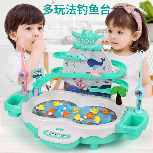 Katio Electric Fishing Platform Toys Educación temprana para niños Baby de uno a dos años 3 niños 6 Girl 'Battery Batter Battersing [Green Dolphin Flying Modelo de tres capas] Pedido el mismo día, traiga más 10 tarjetas de felicitación