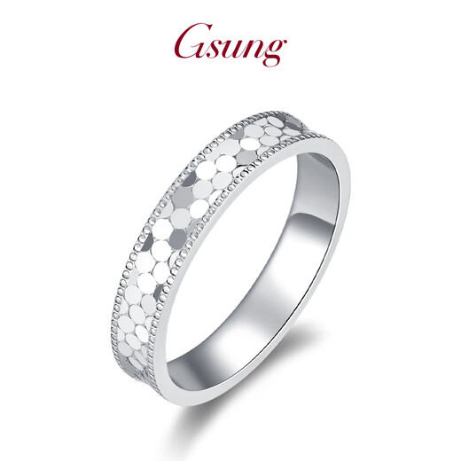 GsunG platinum couple ring new PT950 fish scale ring women's platinum ring women's inner arc fashionable and shiny size 9 4 grams about 3.5mm wide