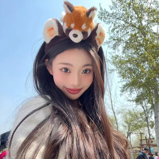 Danqin cute little raccoon plush headband for women, face wash, makeup headband, facial mask, special hairpin hair accessories, autumn and winter little raccoon plush headband