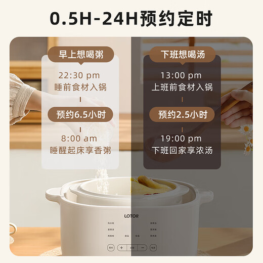 LOTOR White electric stew pot multi-function pot electric cooking pot soup pot household large-capacity water-proof stew pot baby food supplement electric steamer porridge pot D31 five-gallon style