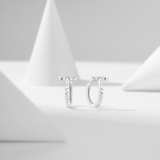 Trendy Acer to Jane PT950 platinum earrings for women, letter T as a birthday gift for girlfriend, one pair, about 1.95g