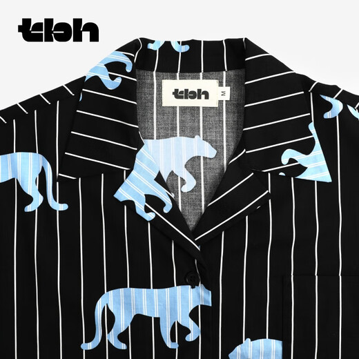 
Brutalist Home (tbh) Gong Jun same style Tiansi cotton striped pajamas set for men and women same style home clothing set Black Panther pajamas Short XL