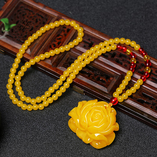 Taste Ju natural old beeswax water drop pendant chicken fat yellow amber men and women long sweater chain couple pendant necklace 1# water drop beeswax buy two get one free