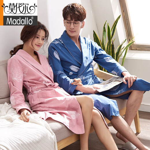 MODAL PURE COTTON NIGHTHAWN für Frauen 2025 Frühlings- und Herbstpaar Bademantel reines Baumwollpyjama Männer langärmelte ausgedehnte Yukata Large Männer 9757 m Größe