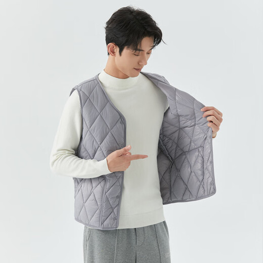 陌飘羽绒棉马甲男轻薄秋冬羽绒棉内胆时尚保暖背心打底内穿坎肩中老年 卡其色 M 90-110斤