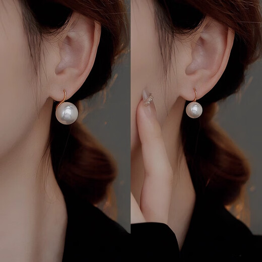 DAISY DREAM999 Pure Silver Shijia Pearl Earrings Women's High-Quality Earrings New 2025 Popular Hemp Gray Pearl Earrings Shijia White 0.8cm 999 Silver Gold Ear Hooks