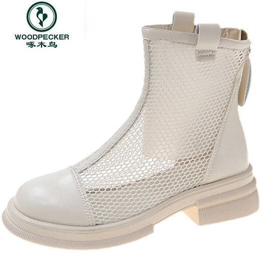 Woodpecker summer new mesh martin boots for women ins trendy thin beige hollow breathable mesh boots fashionable sand boots beige 35