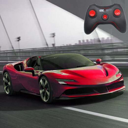 Children's remote control car boy four-wheel drive drift racing electric toy car model rechargeable car drop-resistant cool sports car 29cm retractable convertible Ferrari Chinese red