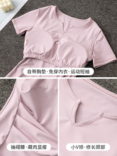 Aimengniao fitness running quick-drying sports suit for women 2024 summer thin sportswear hiking clothes Pilates yoga clothes for women suit blue + blue L (refer to bust and waist for size selection)