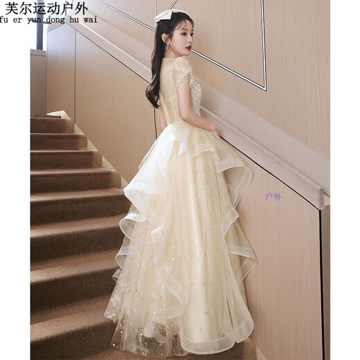阿尤布色宴会晚礼服女高端小众轻奢主持艺考礼平时可穿  XL  S 香槟色长 M (160-166厘米100-112斤)