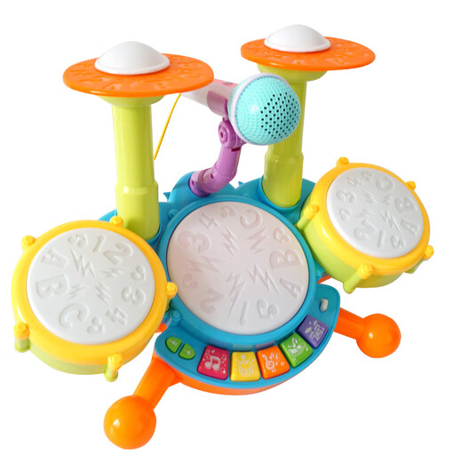Meibosen Kinder-Drum Stand Baby über 6 Monate Early Early Education Hand-Photos für Babys schlägt Jazz Drum Instrument Toy Classic Model-Drum-Pink [Aufladen Version]