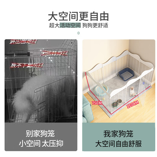 Pet fence dog indoor cat fence small and medium dog kennel Teddy anti-jailbreak isolation door guardrail dog cage 6 pieces against the wall 111*75*57 black fence