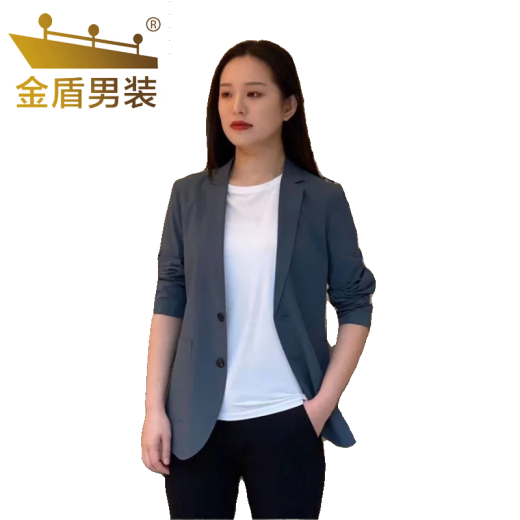 金盾（JINDUN）枫霞品质男装精工高档西装夹克春夏新款男士修身显瘦时尚西服外套 灰色 2XL 【建议140-155斤】