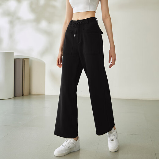 LULULMCCTN Yoga Pants Women's Running Fitness Loose Slim Pilates Professional Training High Waist Wide Leg Casual Pants Dark Blue M