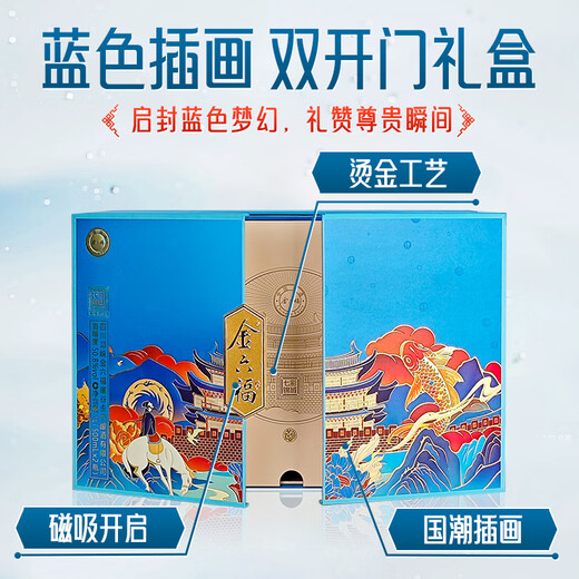 Jinliufu liquor with flavor, Sichuan famous wine, grain ration wine, wedding banquet, festival and new year gift, full box, 50.8 degrees, 500mL, 3 boxes, Colorful Jincheng full box