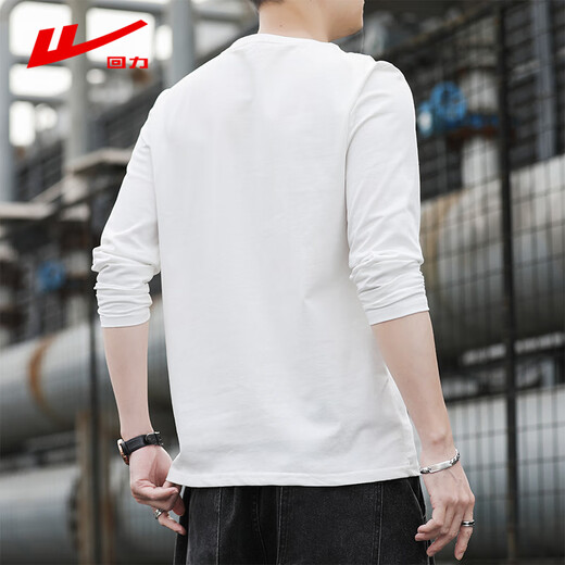 Pull back long-sleeved T-shirt men's autumn pure cotton men's T-shirt solid color bottoming shirt men's versatile clothes men's clothing