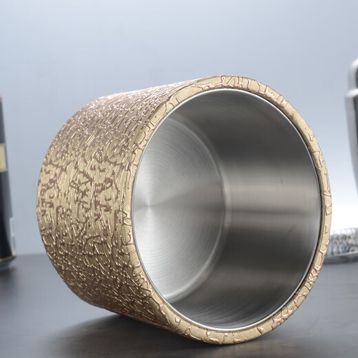 Huili stainless steel bag leather ice bucket hotel red wine bucket golden ice separated by ice cubes double-layer bar KTV ice wine bucket black