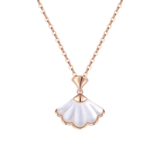 Eoth 18K gold skirt necklace for women, clavicle chain, rose gold mother-of-pearl pendant, Valentine's Day birthday gift for girlfriend, 18K gold skirt necklace + certificate