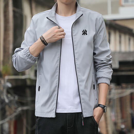 WBWU light luxury brand jacket jacket men's casual trendy stand-up collar spring and autumn trendy high-end velvet joint top Y jacket black-spring and autumn regular XL (recommended 130-150Jin Jin equals 0.5 kg)