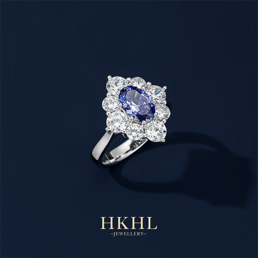 HKHL 925 silver tanzanite blue gemstone ring for women, high-end ring, anniversary birthday gift for girlfriend, Hong Kong size 14-16 (suitable for US size 7#)