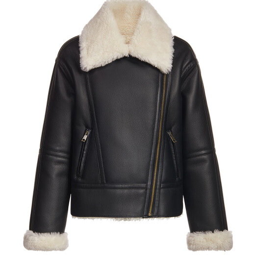 Oushili [same style in shopping malls] PU eco-friendly fur jacket for women 24 new early spring motorcycle jacket warm and fashionable black XL