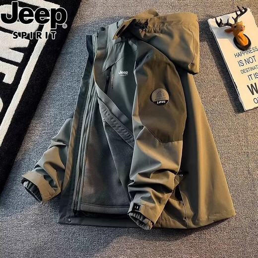 JEEP SPIRIT Jeep Jacket Men's Jacket Autumn and Winter Outdoor Three-in-One Jacket Windproof and Water-Repellent Mountaineering Suit Customized WAC-2299 Sapphire Blue 2XL (Recommended 140-160Jin Jin equals 0.5kg)