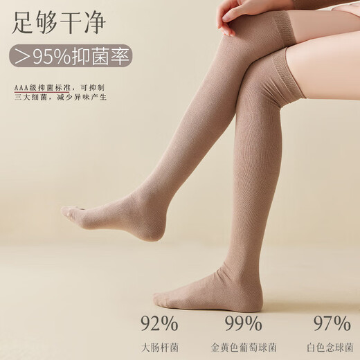 Over-the-knee socks for women, autumn and winter stockings for pregnant women, long socks, pure cotton, warm, thickened, large size, anti-slip, white 1 black
