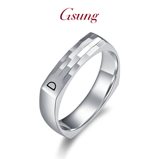 GsunG platinum ring men's PT950 couple ring new outer square inner circle shiny platinum ring women's fashion laser size 8-15 width about 3.8mm contact customer service