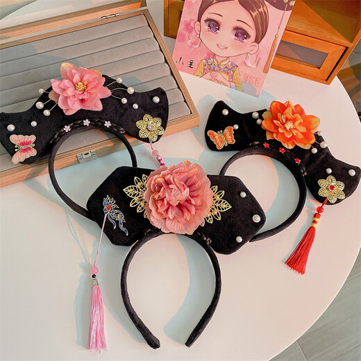 Yinmi (ENRMIIV) Imperial Concubine's Palace Style Hairband Queen Zhen Huanzi Hanfu Headwear Flag Head Retro Headband Hairpin Female 6# Niu Hulu Zhen Huan Hairband (Pink)