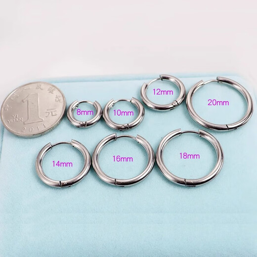 Oein anti-allergic and inflammatory medical titanium steel hoop earrings, earrings, ear bone nails, ear piercings for sleeping, no need to remove men's and women's earrings, L316 medical titanium steel 2mm (8-10-12) 3 pairs, 6 packs of alcohol cotton included