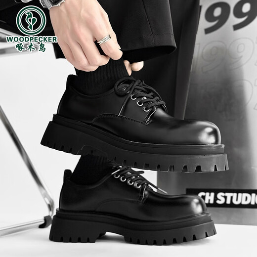 Woodpecker Paris Derby Shoes de SHEP SEPTH SOFS MEN'S NICHE CLANDFIT BLACK SUPPREST Cuir Chaussures British Formal Big Shoes Black Six Styles 9901 37