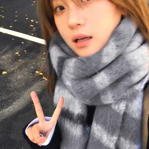 Shekare Gray Whitening Skin Friendly Couple Scarf Men's New Gradient Plaid Autumn and Winter Warm Scarf Student Couple Gift Night in Paris