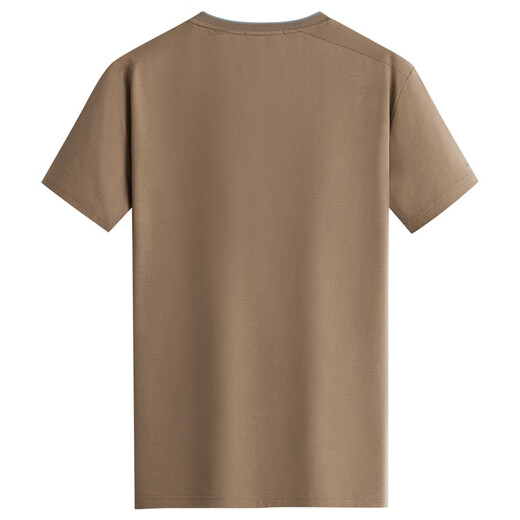 Dancing with Wolves [Long-Long Cotton] Summer Basic Breathable Pure Cotton Skin-Friendly Comfortable Men's Short Sleeve T-Shirt 701 Khaki 185