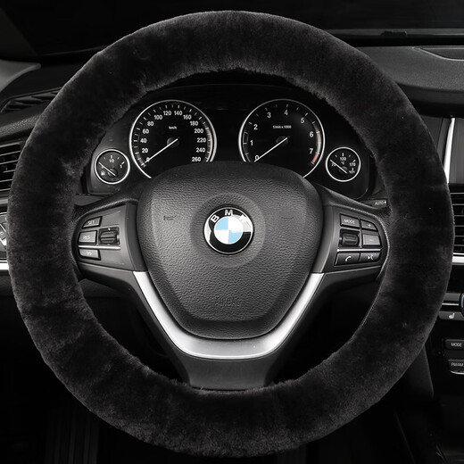 BIMLL B cashmere car steering wheel cover high-end plush warm men's and women's car handlebar cover for Mercedes-Benz and BMW anti-slip and sweat-absorbent