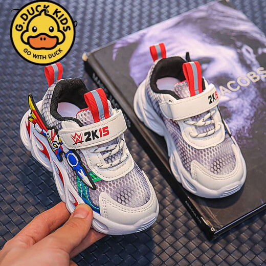 G.Duckkids Little Yellow Duck Boy Sports Schuhe Leuchten Kinder atmungsaktive Netzschuhe für Kinder im Sommer New Hollow Fashion Cartoon Blue Single Net Sommer A829 21 Inner Länge 13,5 cm