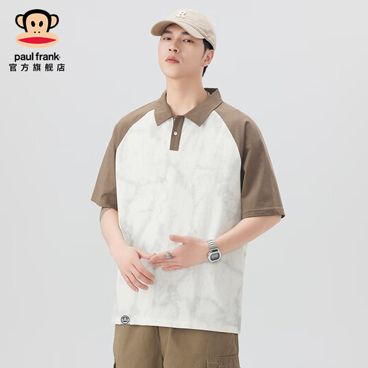 Big Mund Monkey (Paul Frank) Amerikanische Modemarke kontrastierende Farbkolor-Hemd-Hemd-Hemd-Hemd-Dünn-Revers-Locker-Locker- und vielseitige Männer-T-Shirt Brown 695D [offizielles authentisch] M [Vorgeschlagen 105-125jin [Jin gleich 0,5 kg]]