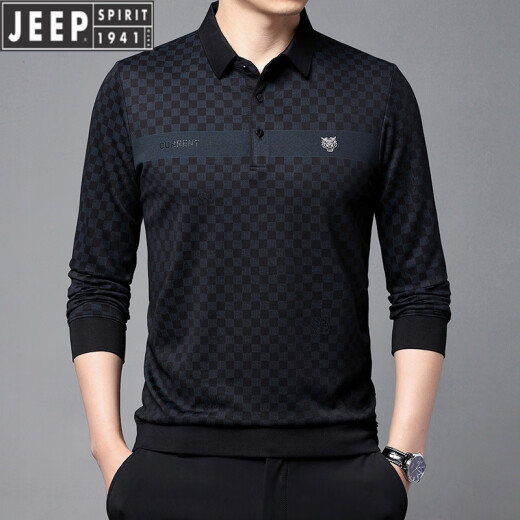 Jeep (Jeep) Base de polo de manga larga para hombres Spring y otoño NUEVA NUEVA INTERNACIONAL Camiseta de solapa de mediana edad Ropa pull-up 9926 Camisa de base de manga larga verde 3xl 185 Sugerencias 155-175Jin [Jin equivale a 0.5 kg]