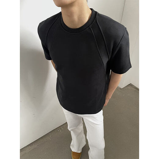 7 haut de giron déconstruit à manches courtes à manches courtes nouvelles American Retro Casual Loose Couple de T-shirt à mi-manche à mi-manche